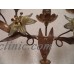 Vintage Copper and Brass Candelabra Five Candles 15" wide Flowers jeweled stamen   253303986951